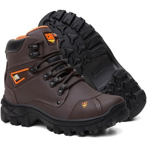 Bota Masculina Em Couro Para Trabalho Com Bico PVC